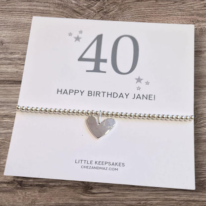 Happy birthday - Any Age -  20th, 30th, 40th, 50th  - Minimal - Elegant Silver-Plated Bracelet – Perfect Birthday Gift for Her - Heart CM29