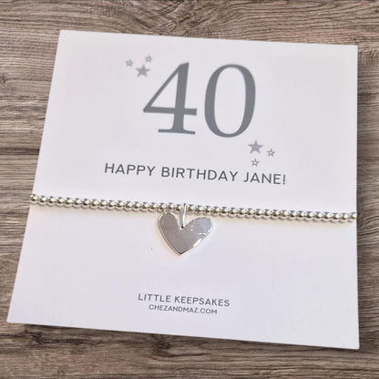 Happy birthday - Any Age -  20th, 30th, 40th, 50th  - Minimal - Elegant Silver-Plated Bracelet – Perfect Birthday Gift for Her - Heart CM29