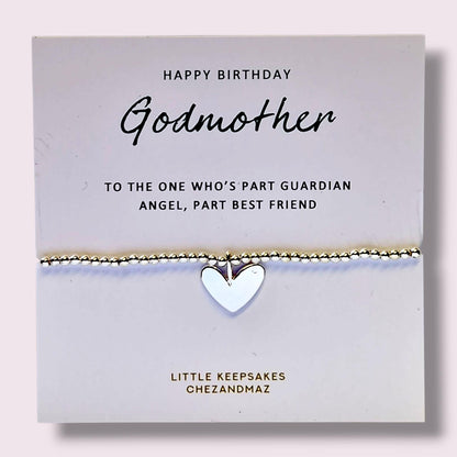 Godmother Silver-Plated Heart Bracelet: Guardian Angel Gift