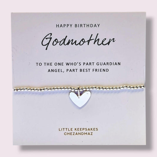 Godmother Silver-Plated Heart Bracelet: Guardian Angel Gift