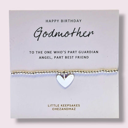Godmother Silver-Plated Heart Bracelet: Guardian Angel Gift