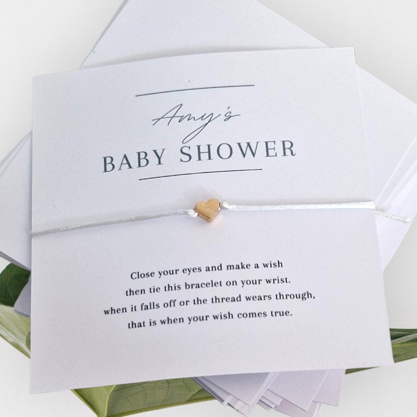 Personalised Baby Shower Wish Bracelet: Charm Keepsake- Gender neutral