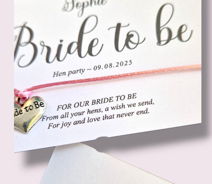 Hen Party Wish Bracelet: Bride Tribe Favor with Silver Charm - Hen Do, Hen Weekend