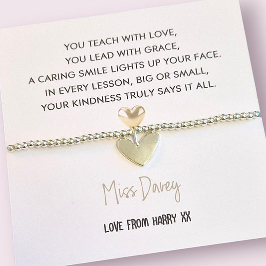 Teach with Love Silver Plated Teacher Charm Bracelet: End of Year Gift