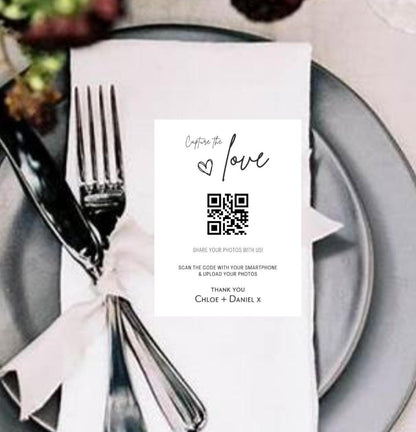 Wedding QR Code Photo Sharing Cards: Personalised Engagement Announcement (7x10 cm A7 Size), Birthday, Celebration, Anniversary
