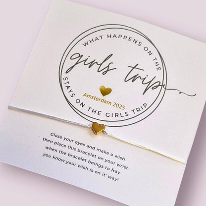 Girls Trip, Holiday, Weekend 2026 Wish Bracelet: Friendship jewellery Keepsake - Personalised