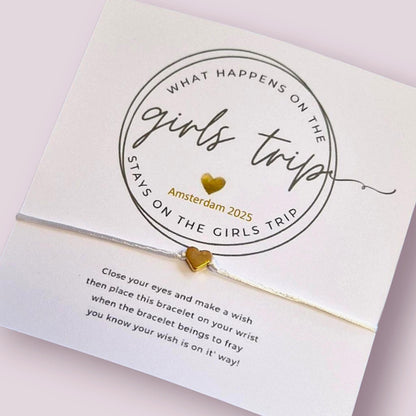 Girls Trip, Holiday, Weekend 2026 Wish Bracelet: Friendship jewellery Keepsake - Personalised