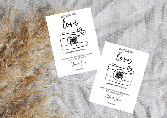 Wedding, Birthday, Personalised QR Code Photo Sharing Cards: Wedding, Engagement, Anniversary