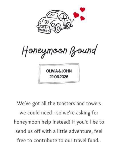 Personalised Honeymoon fund, Gifts Card Insert Template, Modern Minimalist Wedding Invitation Monetary Gift Request Enclosure Honeymoon