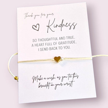 Kindness Wish Bracelet: Heart Charm Thank You Gift