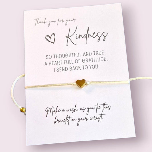 Kindness Wish Bracelet: Heart Charm Thank You Gift