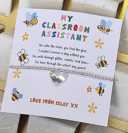 Classroom Assistant Bracelet Gift – LSA Teaching Assistant Thank You Bracelet–School Staff Appreciation – End of Term Teacher Aide Gift
