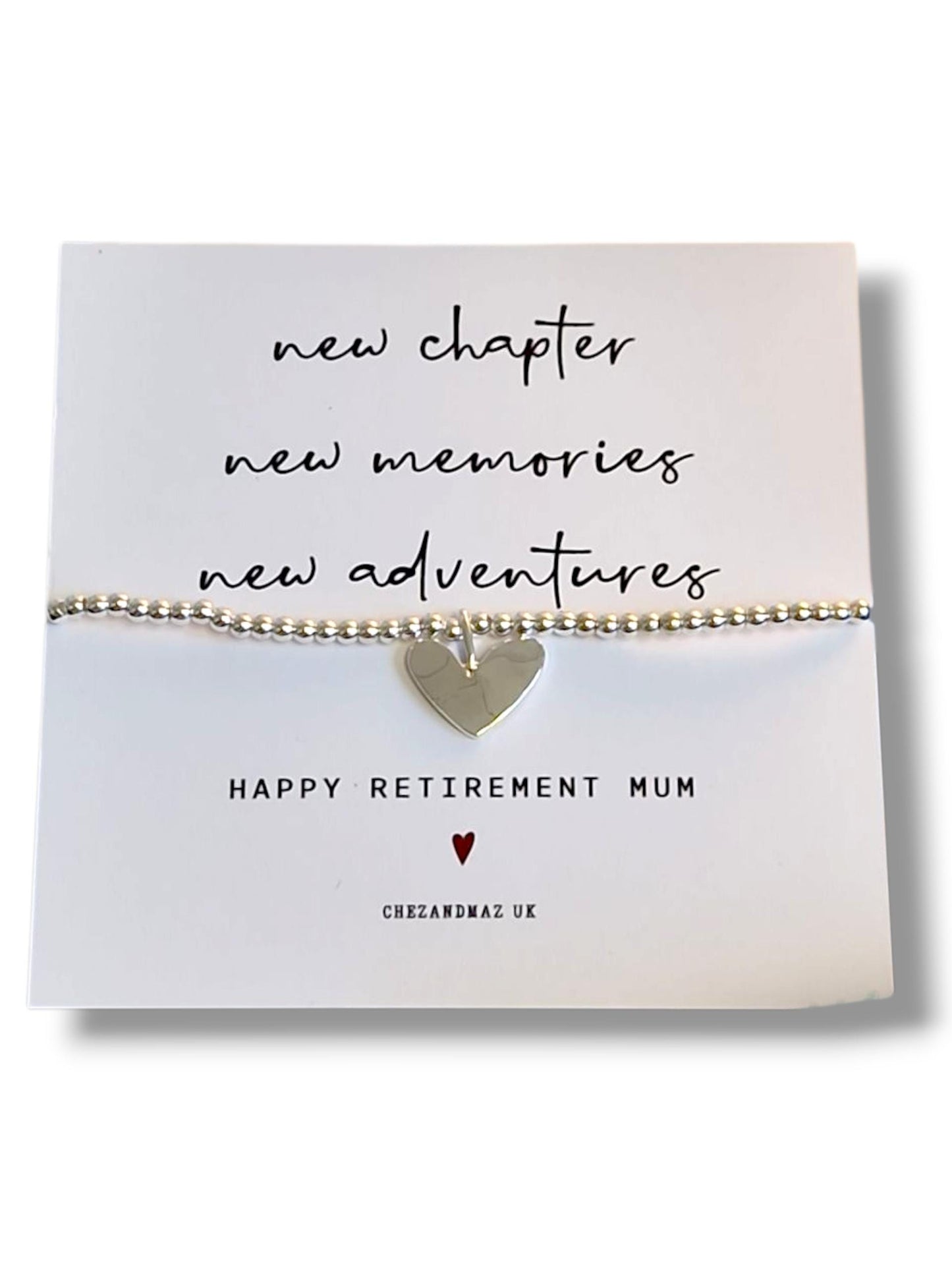 Retirement Bracelet, Personalised  | Good Luck  I New Chapter I New Memories I New Adventures | Silver Plated Charm Bracelet  RT100