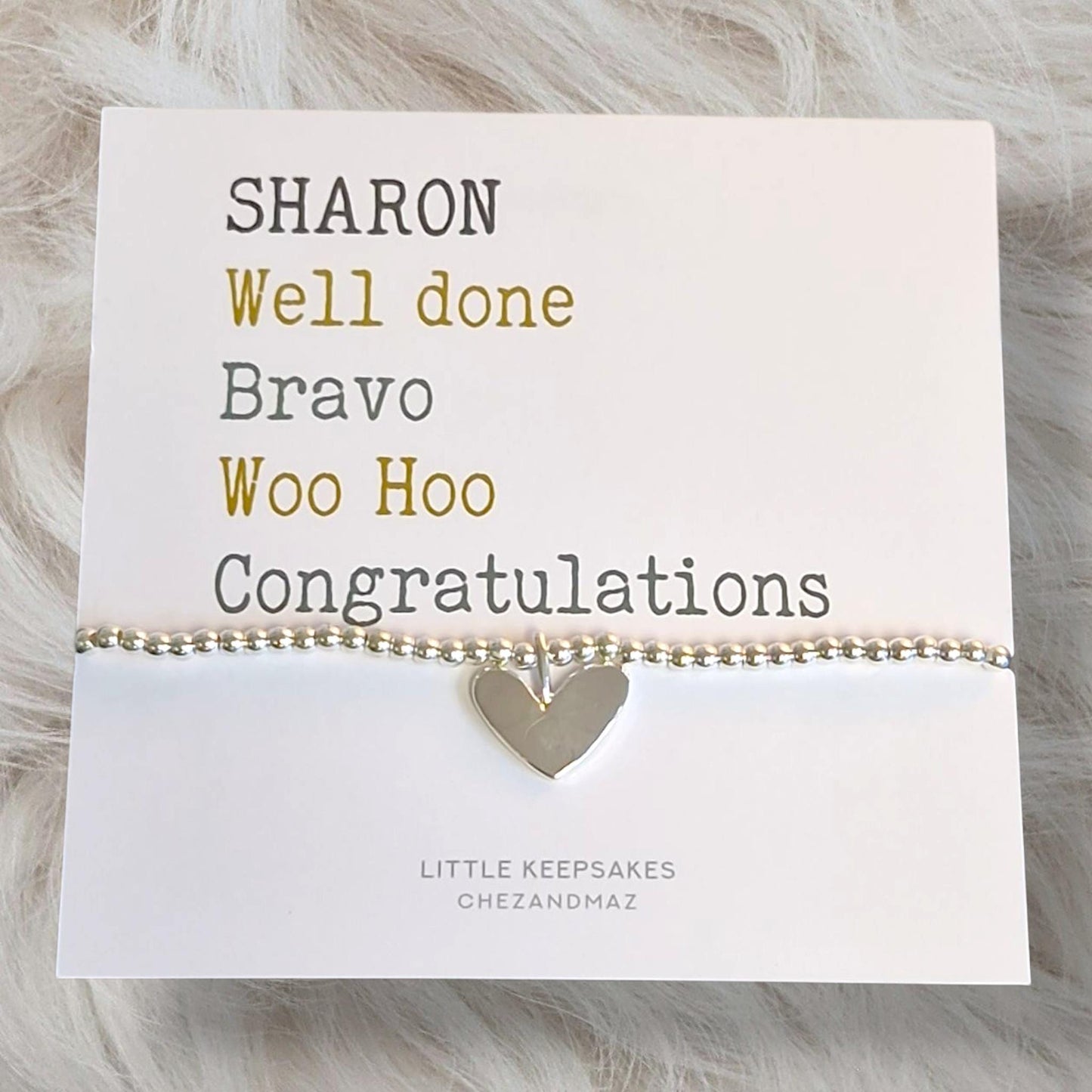 Personalised Silver Plated Bracelet – Congratulations, Well Done, Woo Hoo, Bravo – Custom Gift for Graduation, Promotion, Achievement Cm21