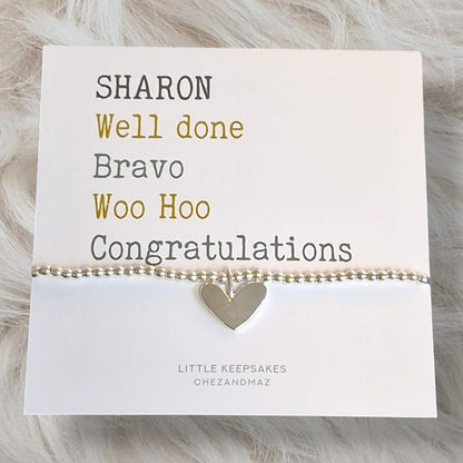 Personalised Silver Plated Bracelet – Congratulations, Well Done, Woo Hoo, Bravo – Custom Gift for Graduation, Promotion, Achievement Cm21