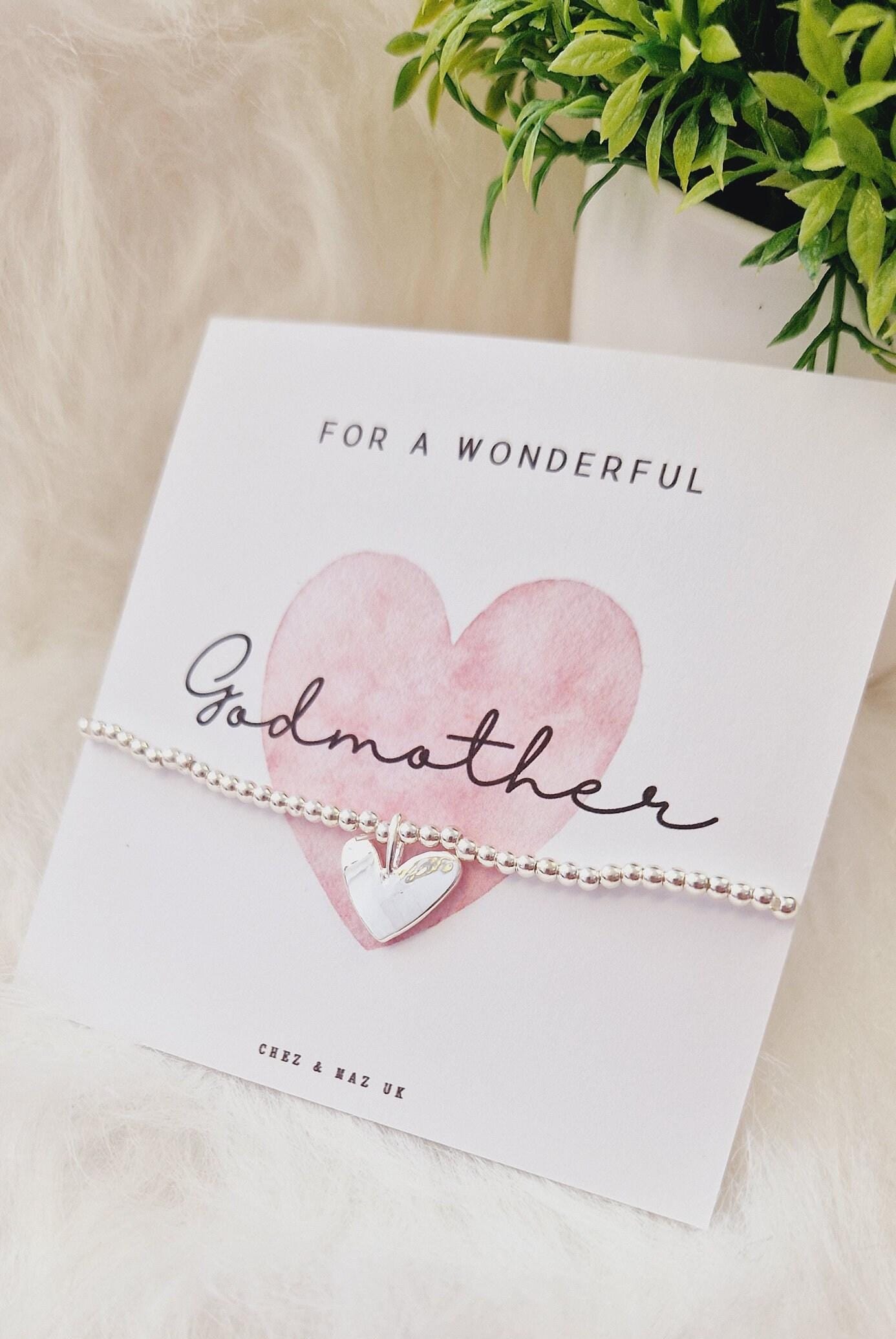 Silver Plated Heart Charm Bracelet: Godmother Gift