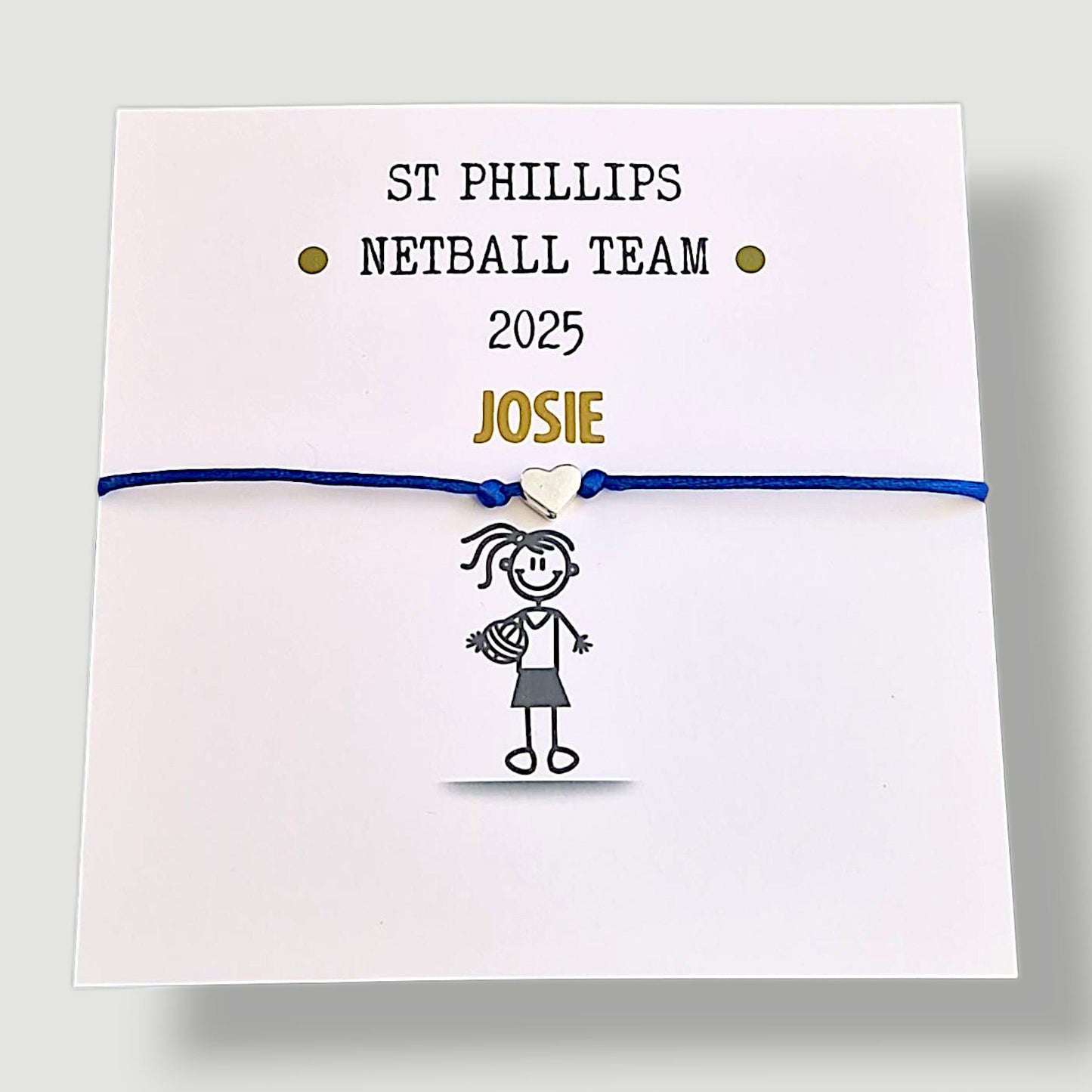 Netball Team Wish Bracelet: Custom Sports Gift, Team Bonding , Charm 4 designs