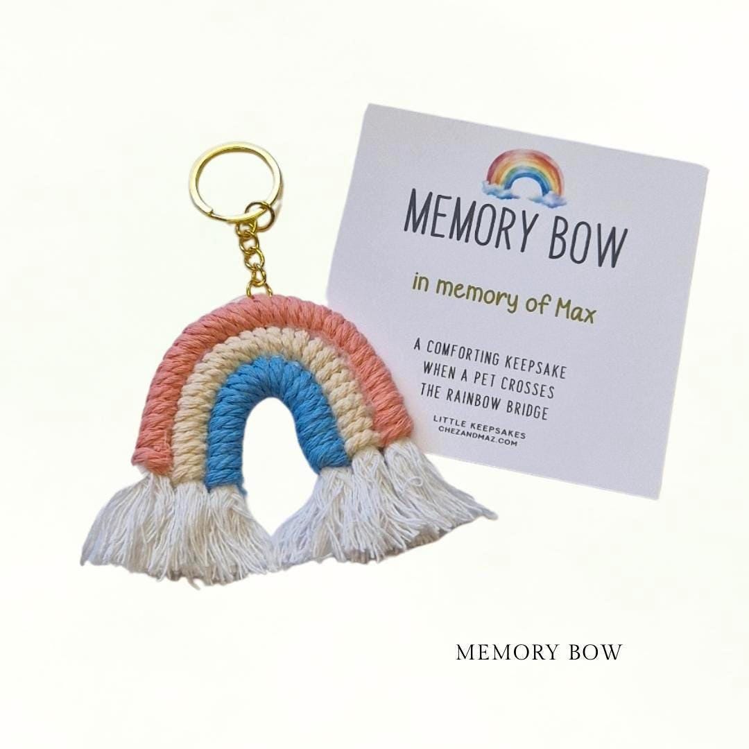 Memory-Bow Keyring & Pet Loss Poem Card | Sympathy Gift for Loss of a Pet | Rainbow Bridge Pet Loss Gifts I Memorial Keepsake Personalised