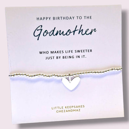Godmother Silver-Plated Heart Bracelet: "You Make Life Sweeter"