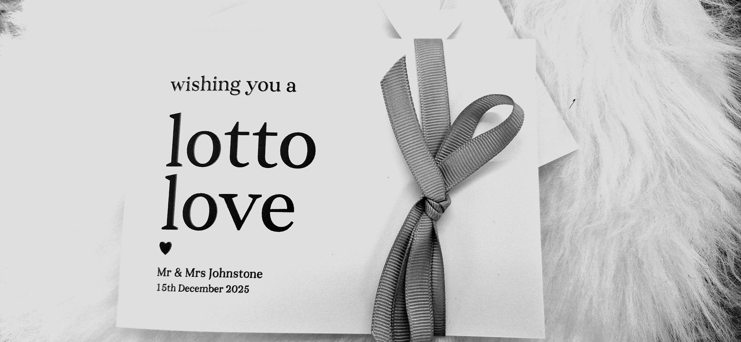 Lottery Ticket Holder:  wedding favour Handmade Scratch Card Envelope, Personalised, lotto love