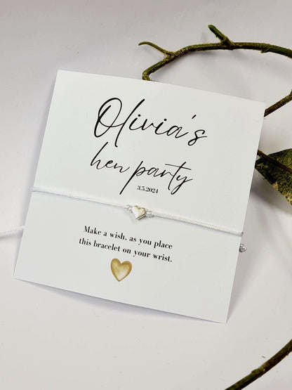 Personalised Hen Party Wish Bracelet: Calligraphy Charm, Girls Weekend, Hen Weekend, Hen do