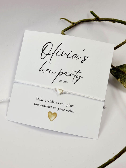 Personalised Hen Party Wish Bracelet: Calligraphy Charm, Girls Weekend, Hen Weekend, Hen do