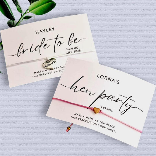 Hen Party Wish Bracelet: Personalised Bride Tribe, Hen Weekend, Team Bride, Favour