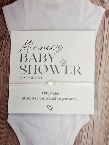 Personalised Baby Shower Wish Bracelet: Charm String, Cute - Gender Neutral