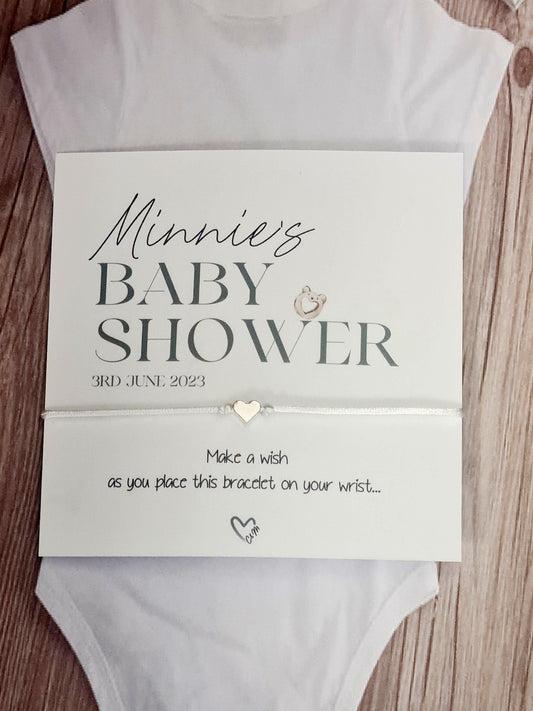Personalised Baby Shower Wish Bracelet: Charm String, Cute - Gender Neutral