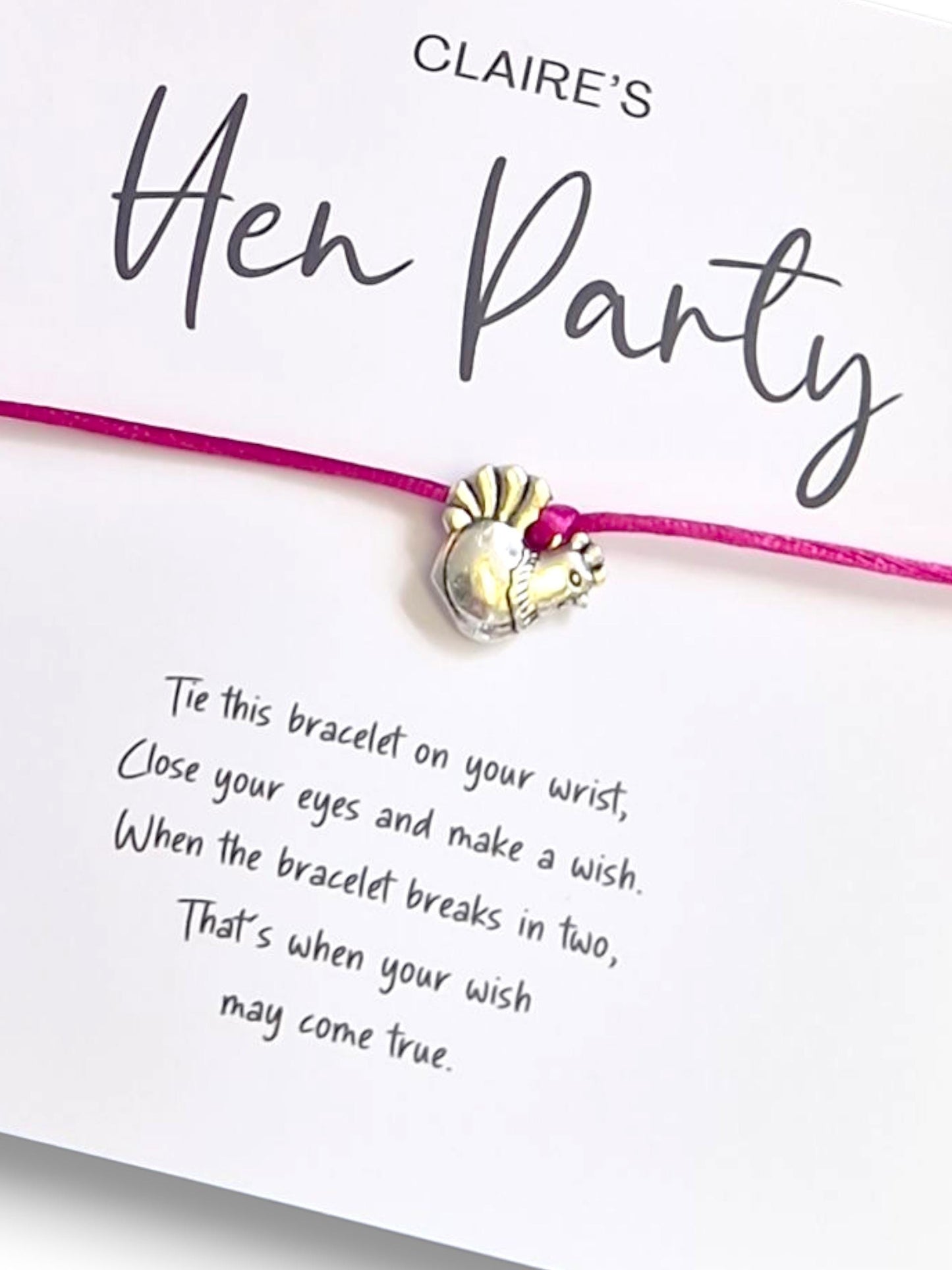 Hen Party Wish Bracelet: Bridal Party Favour, Black Hen