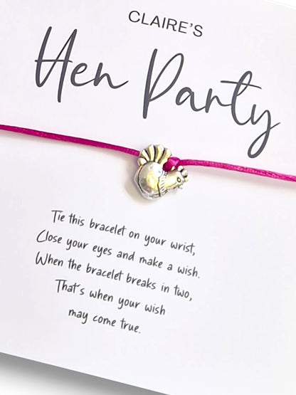 Hen Party Wish Bracelet: Bridal Party Favour, Black Hen