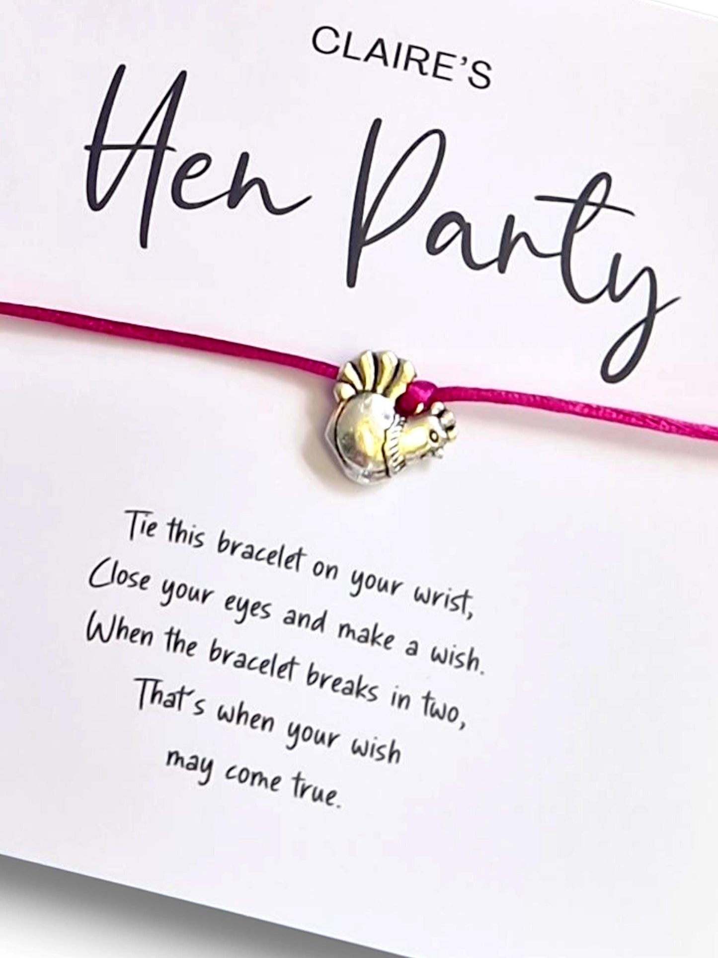 Hen Party Wish Bracelet: Bridal Party Favour, Black Hen