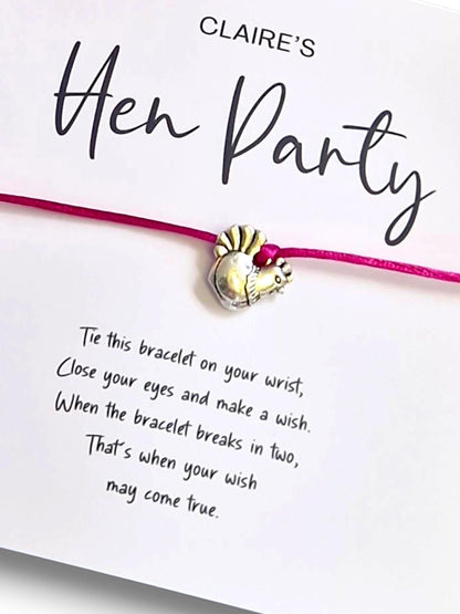 Hen Party Wish Bracelet: Bridal Party Favour, Black Hen