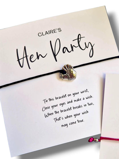 Hen Party Wish Bracelet: Bridal Party Favour, Black Hen