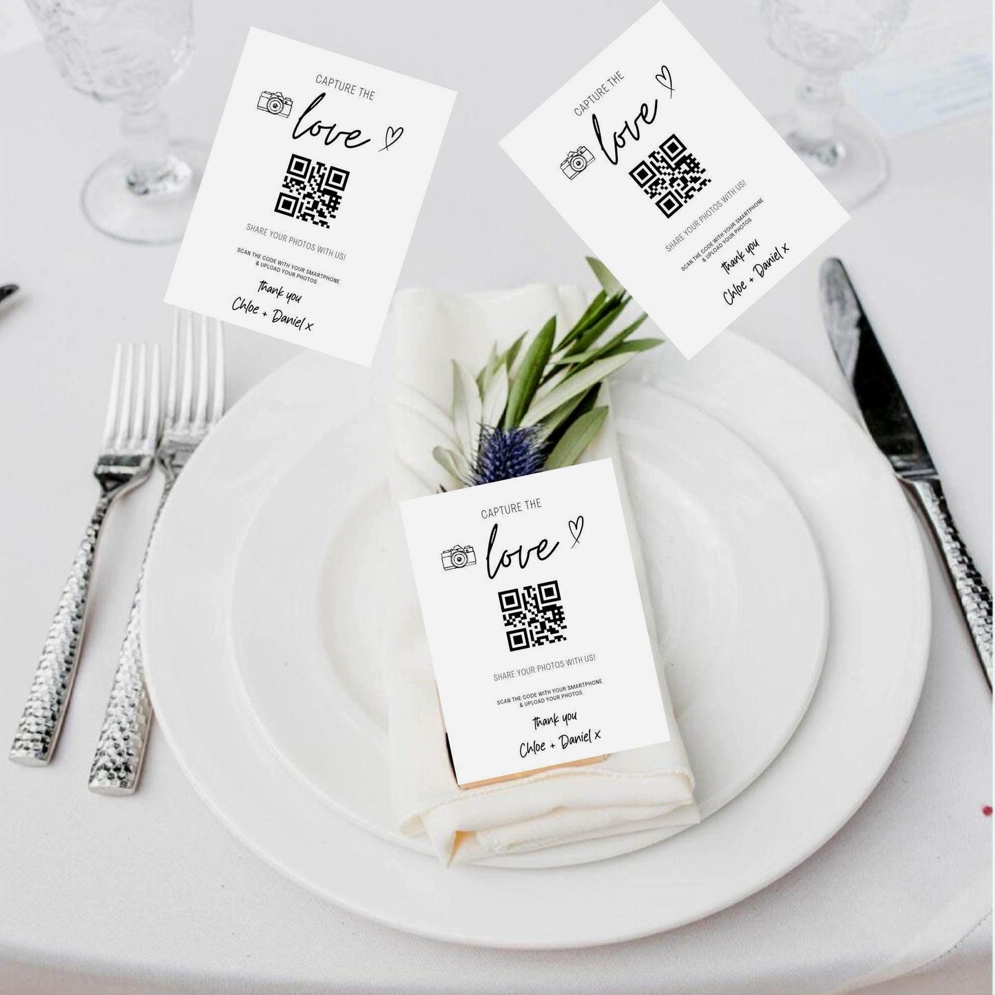 Wedding Engagement Photo Album Photos QR Code Photo Sharing Cards: Personalised Guest Keepsake (7x10 cm) - Capture the love