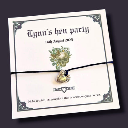 Gothic Hen Party Wish Bracelet: Personalized Bachelorette Favor