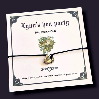 Gothic Hen Party Wish Bracelet: Personalized Bachelorette Favor