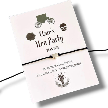 Gothic Hen Party Wish Bracelet: Dark Bachelorette Favour, Hen Do, Bride to Be, Hen Weekend