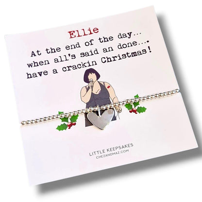 Personalised Nessa Inspired Christmas I  Silver Plated Charm Bracelet I End of the Day, Crackin' Christmas I Friendship Gift