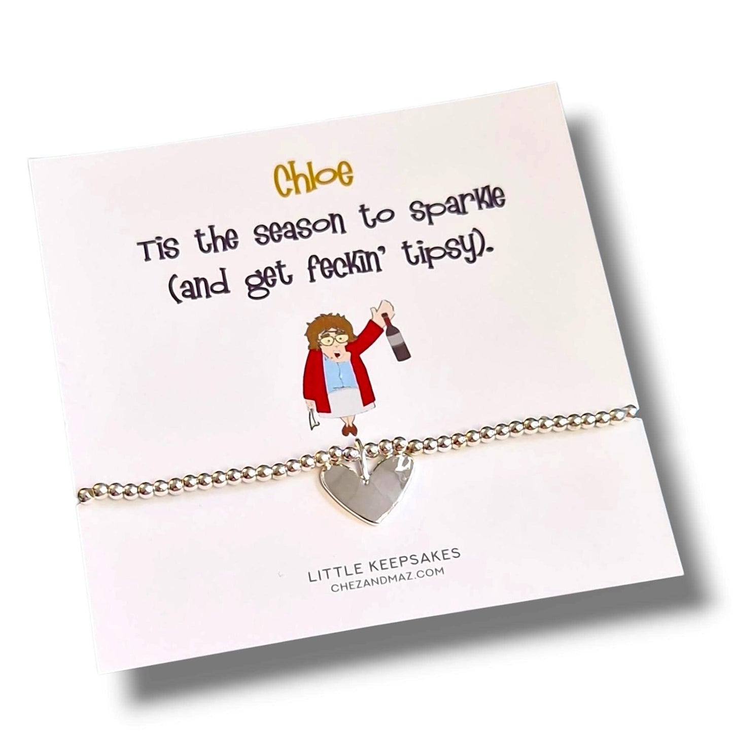 Personalised Mrs. Brown’s Boys Inspired Silver Plated Bracelet – Christmas Gift – “Tis the season to sparkle (and get feckin' tipsy)” –Funny