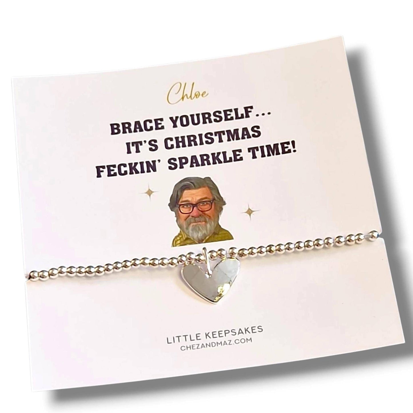 Personalised Royle Family inspired Jim Royle Bracelet – Funny Silver Plated Christmas Gift – “Brace yourself” Quote – TV Comedy Fan