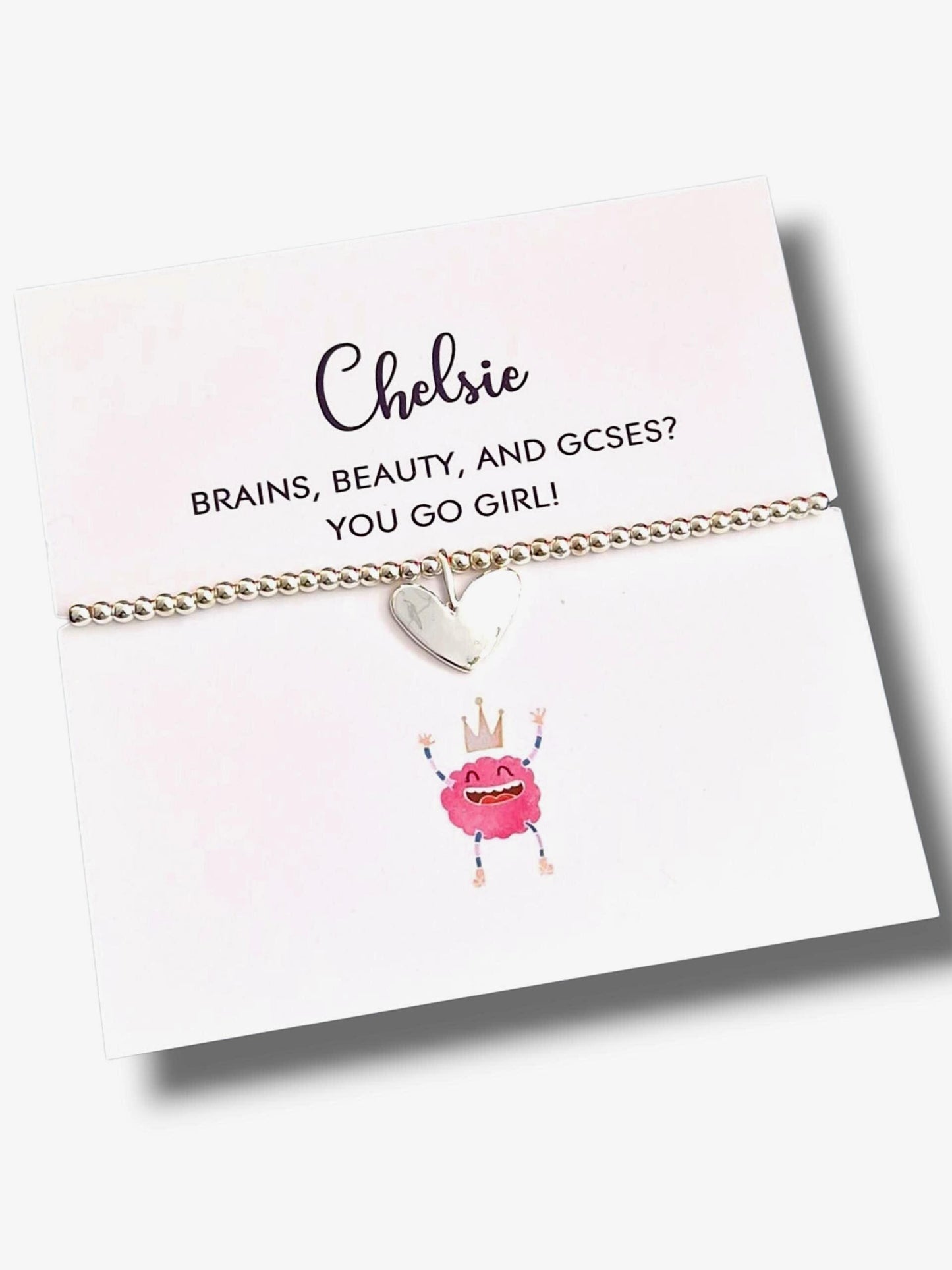 GCSE Personalised Silver-Plated Heart Charm Bracelet – GCSE Graduation Gift, Students | Exam Results  | Student,Success Keepsake I Funny