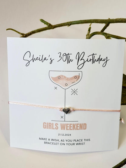 Cocktail Design Wish Bracelet: Personalised Party Favour for Girls - Girls Weekend - Girls Trip - Birthday