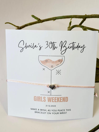 Cocktail Design Wish Bracelet: Personalised Party Favour for Girls - Girls Weekend - Girls Trip - Birthday