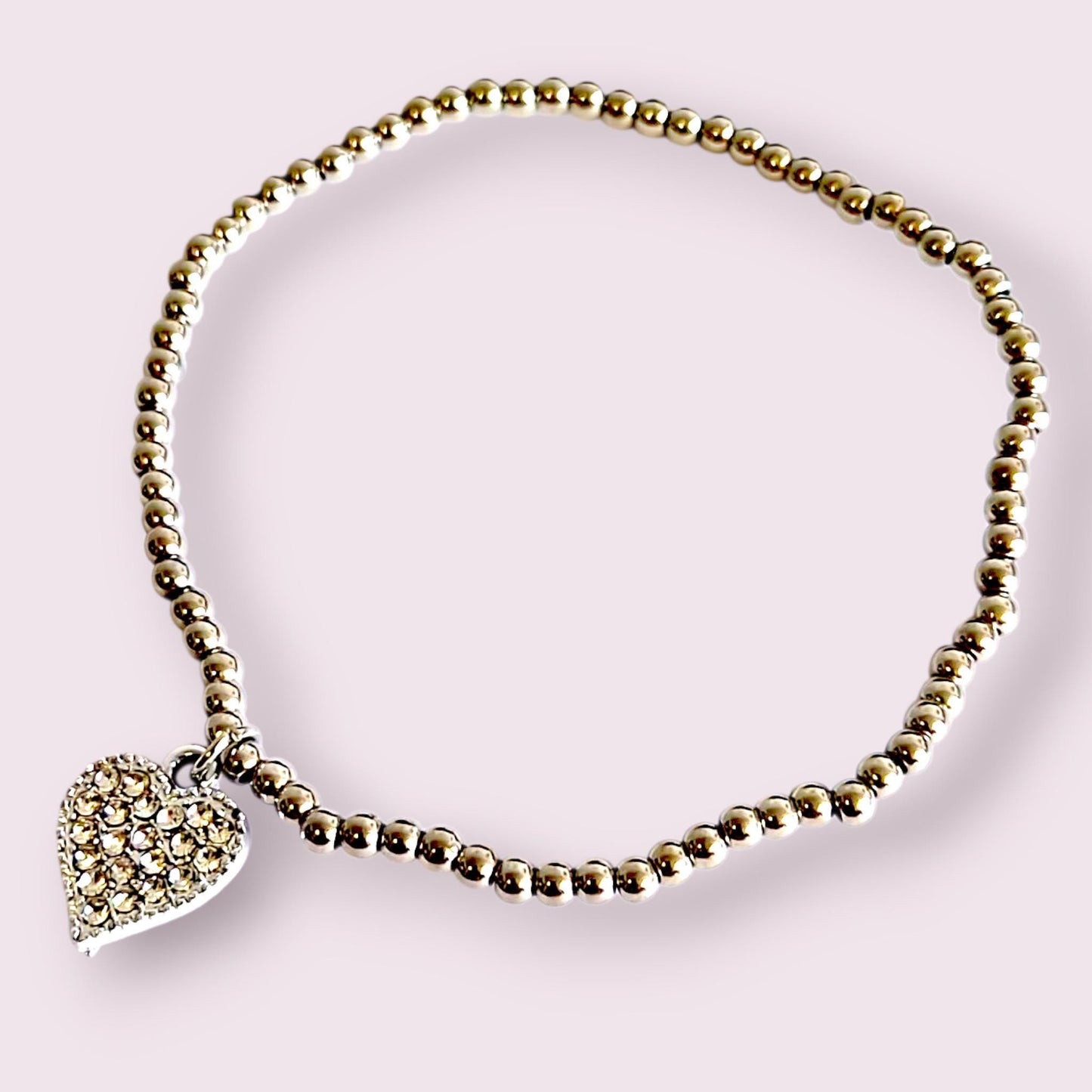 Rhinestone Heart Charm Bracelet: College Student Gift, Encouragement Jewelry