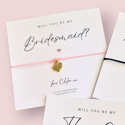 Will you be my Bridesmaid Proposal Wish Bracelet: Personalised Maid of Honour, Flower Girl Gift