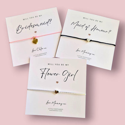Will you be my Bridesmaid Proposal Wish Bracelet: Personalised Maid of Honour, Flower Girl Gift