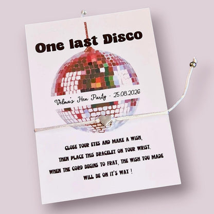 Personalized Last Disco Hen Party Wish Bracelet: Bride Tribe Favor
