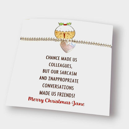 Personalised Chance made us Colleagues Friendship Gift | Christmas Gift | Funny | Work Friend I Silver Plated Charm Bracelet c229