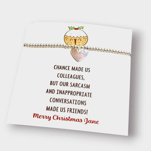 Personalised Chance made us Colleagues Friendship Gift | Christmas Gift | Funny | Work Friend I Silver Plated Charm Bracelet c229